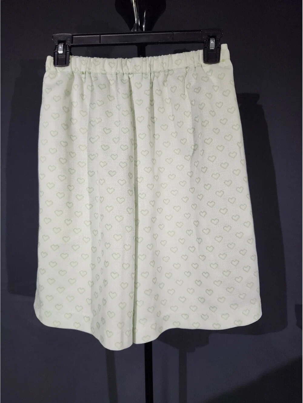 Women’s L Handmade 2pc Pajama Set Green/White Hearts Button-Front And 4 Pockets